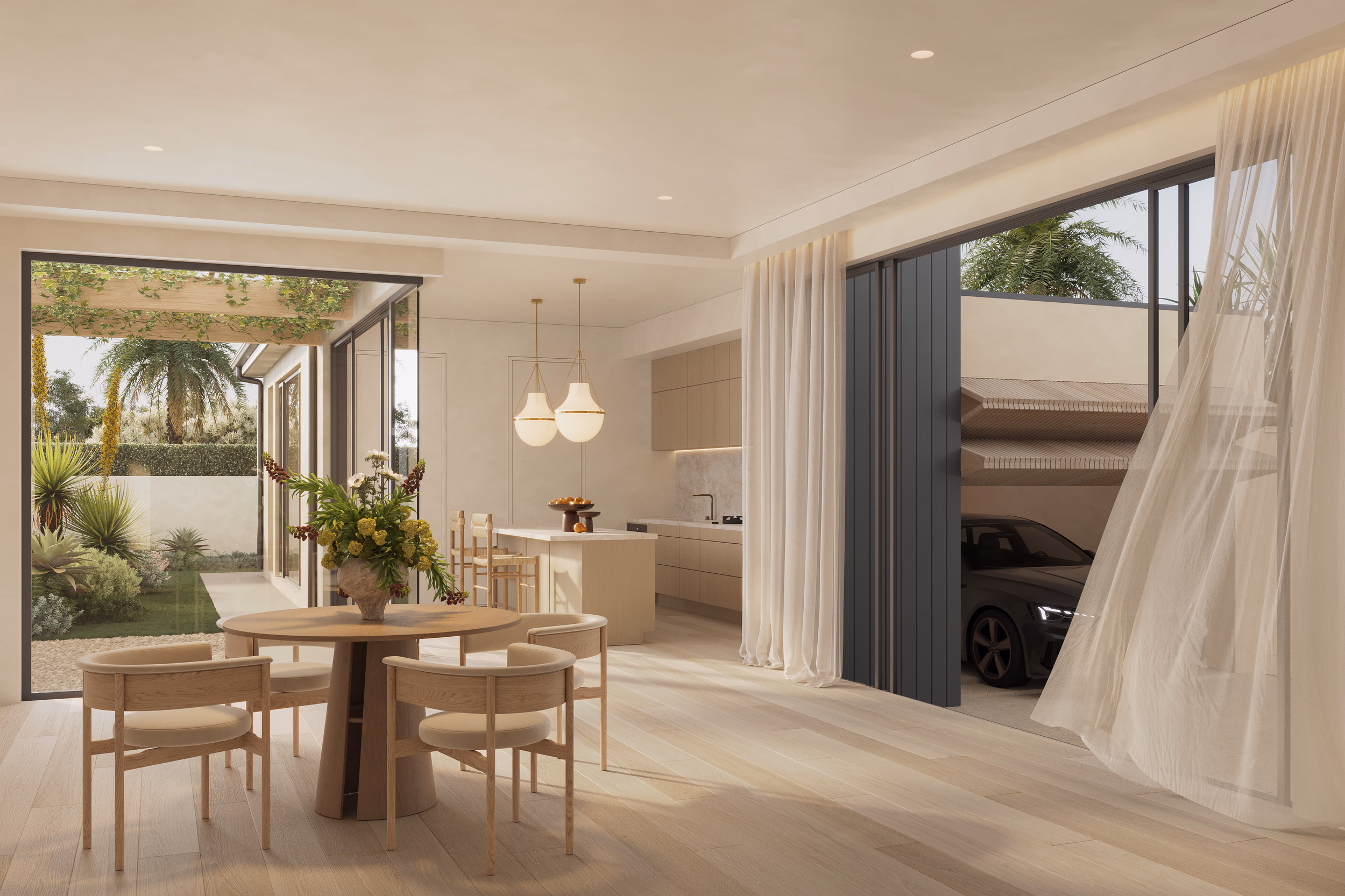 A custom new home by SPACE - the living pavilion opening to the garden